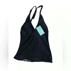 WB  women's Large Tankini Halter Top Swim top padded cups Nwt black